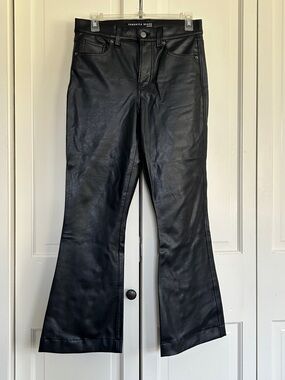Veronica Beard Black faux Leather Flare Trousers